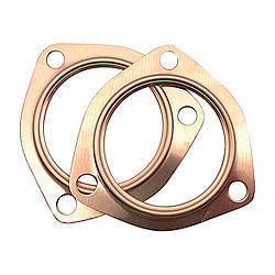 Collector Gasket - Pro Copper - 0.073 in Thick - 3 in Diameter - 3-Bolt - Copper - Pair