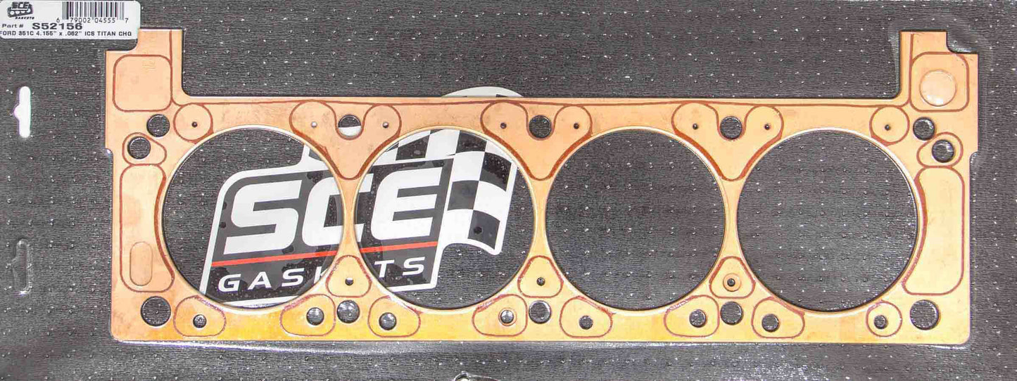 Cylinder Head Gasket - ICS Titan - 4.155 in Bore - 0.060 in Compression Thickness - Copper - Driver Side - Small Block Ford - Each