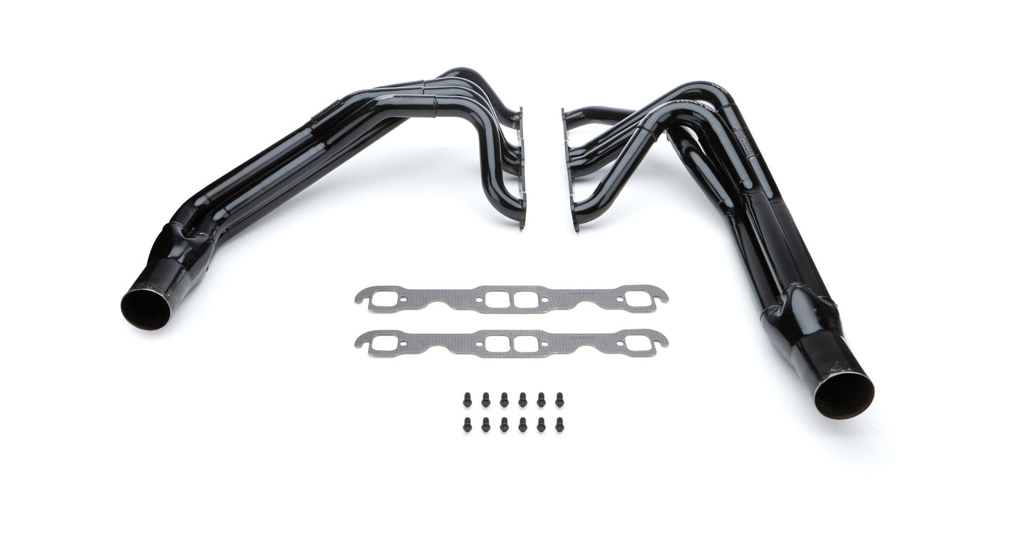 Headers - 1.625 to 1.75 in Primary - 3 in Collector - Steel - Black Paint - Small Block Chevy - Pair