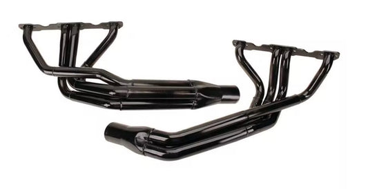 Headers - Long Tube - 1.625 to 1.75 in Primary - 3 in Collector - Steel - Black Paint - Small Block Chevy - Pair