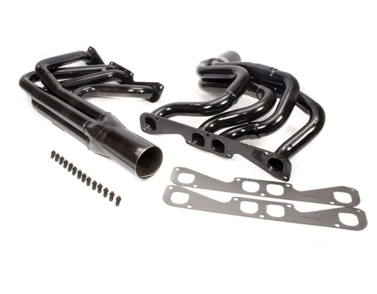 Headers - Street Stock - 1.75 to 1.875 in Primary - 3.5 in Collector - Steel - Black Paint - Stock Clip - Small Block Chevy - Kit