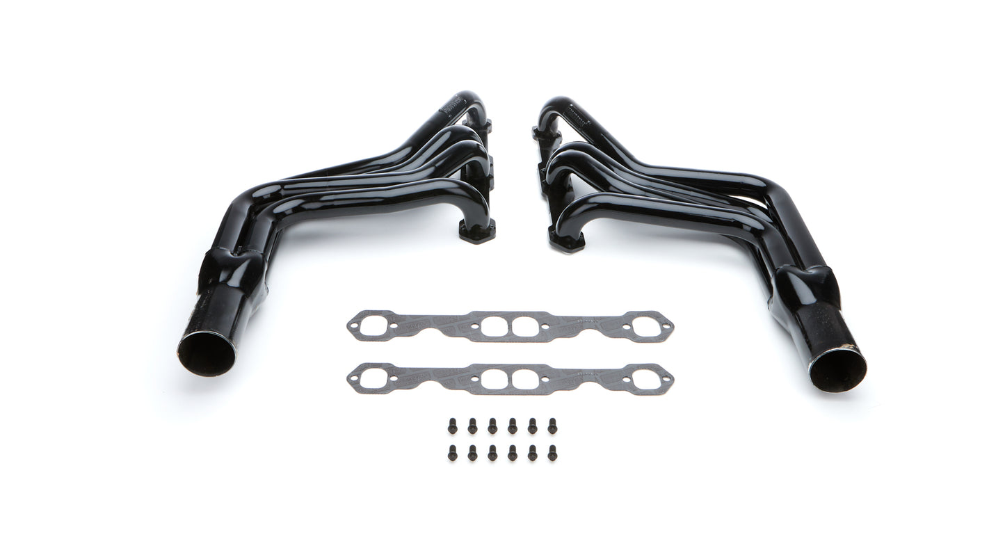 Headers - 1.75 in Primary - 3 in Collector - Steel - Black Paint - Small Block Chevy - Pair