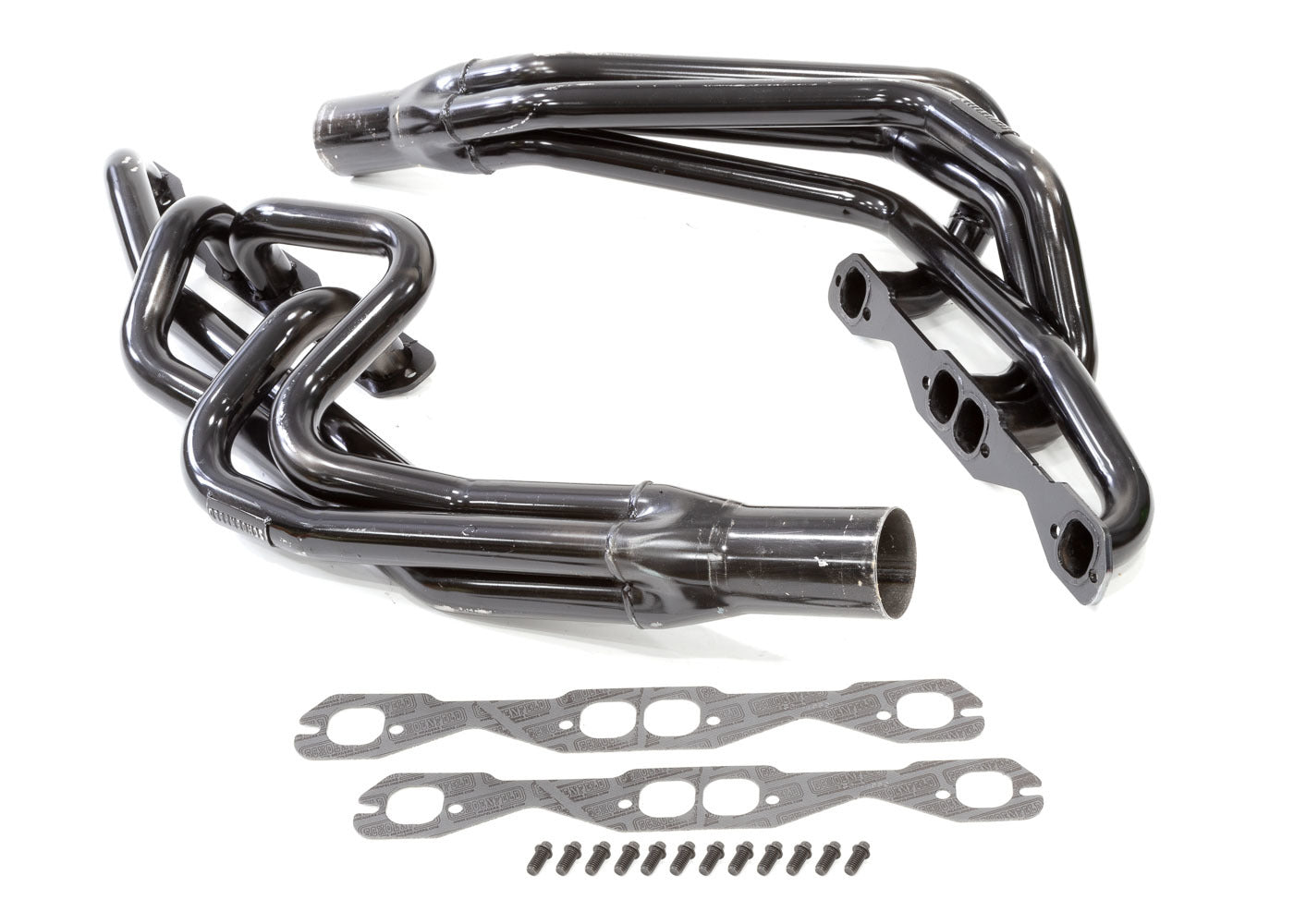 Headers - Conventional Crossover - 1.625 in Primary - 3 in Collector - Steel - Black Paint - 602 Crate - Small Block Chevy - Pair