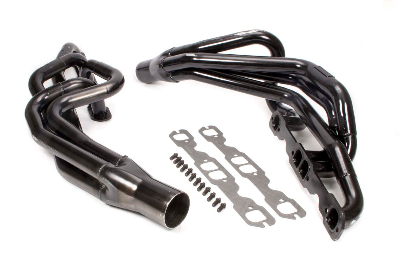 Headers - Conventional Crossover - 1.625 to 1.75 in Primary - 3 in Collector - Steel - Black Paint - Small Block Chevy - Pair