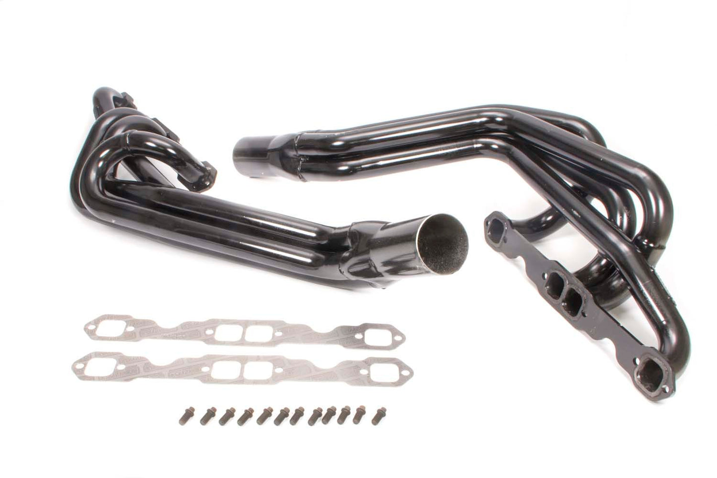 Headers - Conventional Crossover - 1.625 in Primary - 3 in Collector - Steel - Black Paint - Small Block Chevy - Pair