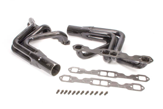 Headers - Chassis - 1.75 in Primary - 3.5 in Collector - Steel - Black Paint - Small Block Chevy - Pair