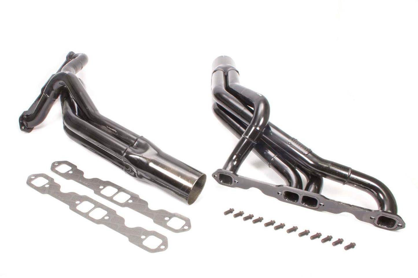 Headers - Street Stock - 1.625 to 1.75 in Primary - 3.5 in Collector - Steel - Black Paint - Stock Clip - Small Block Chevy - Pair