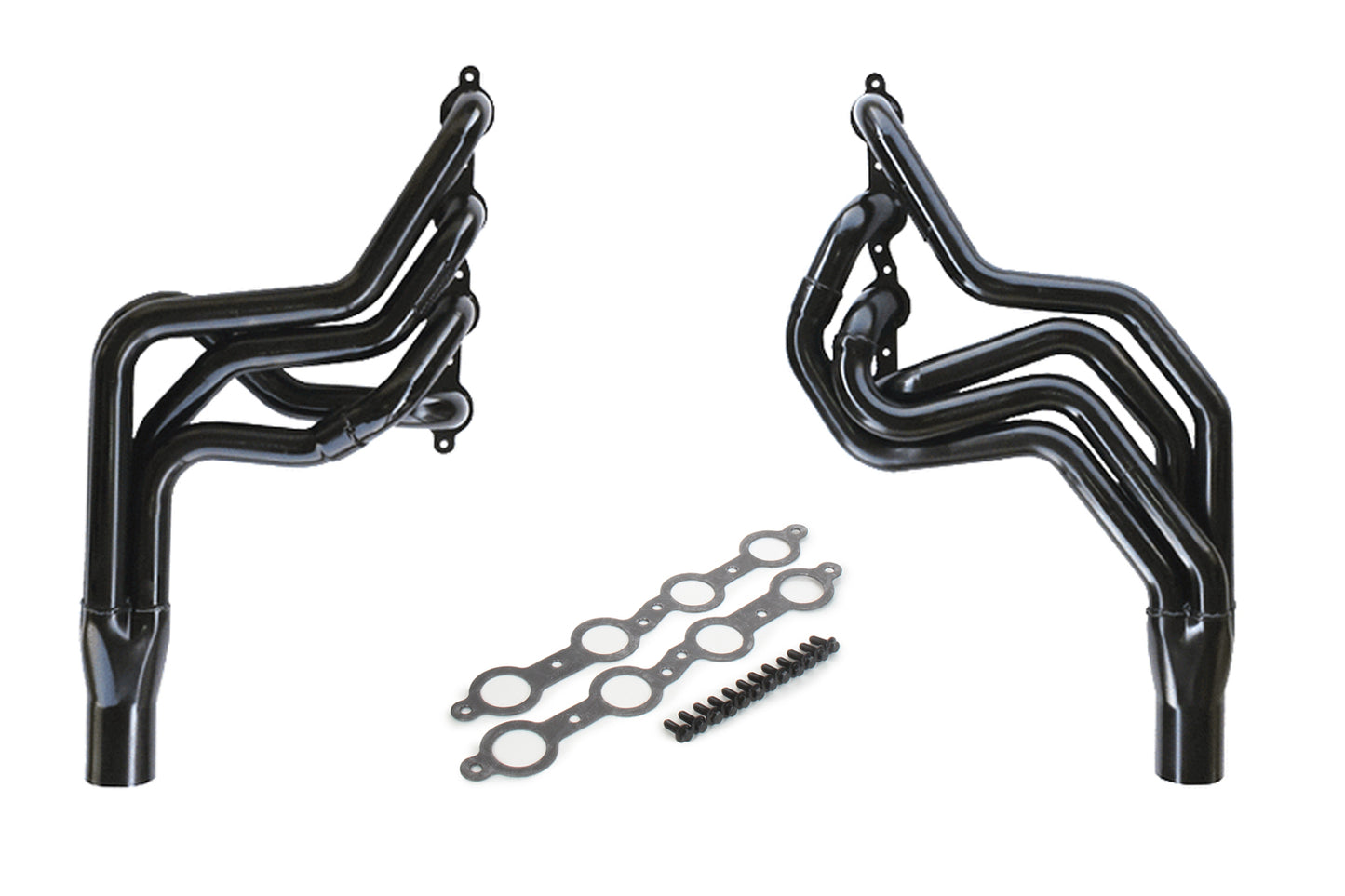 Headers - Street Stock - 1.75 to 1.875 in Primary - 3.5 in Collector - Steel - Black Paint - Stock Clip - GM LS-Series - Pair