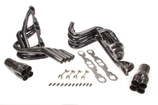 Headers - 180 Degree Crossover - 1.625 in Primary - 3 in Collector - Steel - Black Paint - Small Block Chevy - Kit