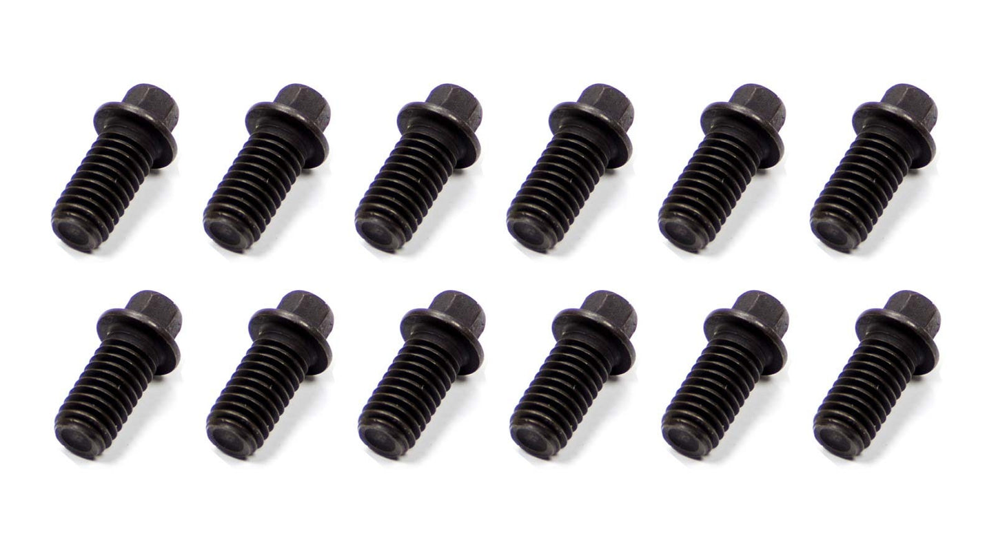 Header Bolt - 3/8-16 in Thread - 0.75 in Long - 5/16 in Hex Head - Steel - Set of 12