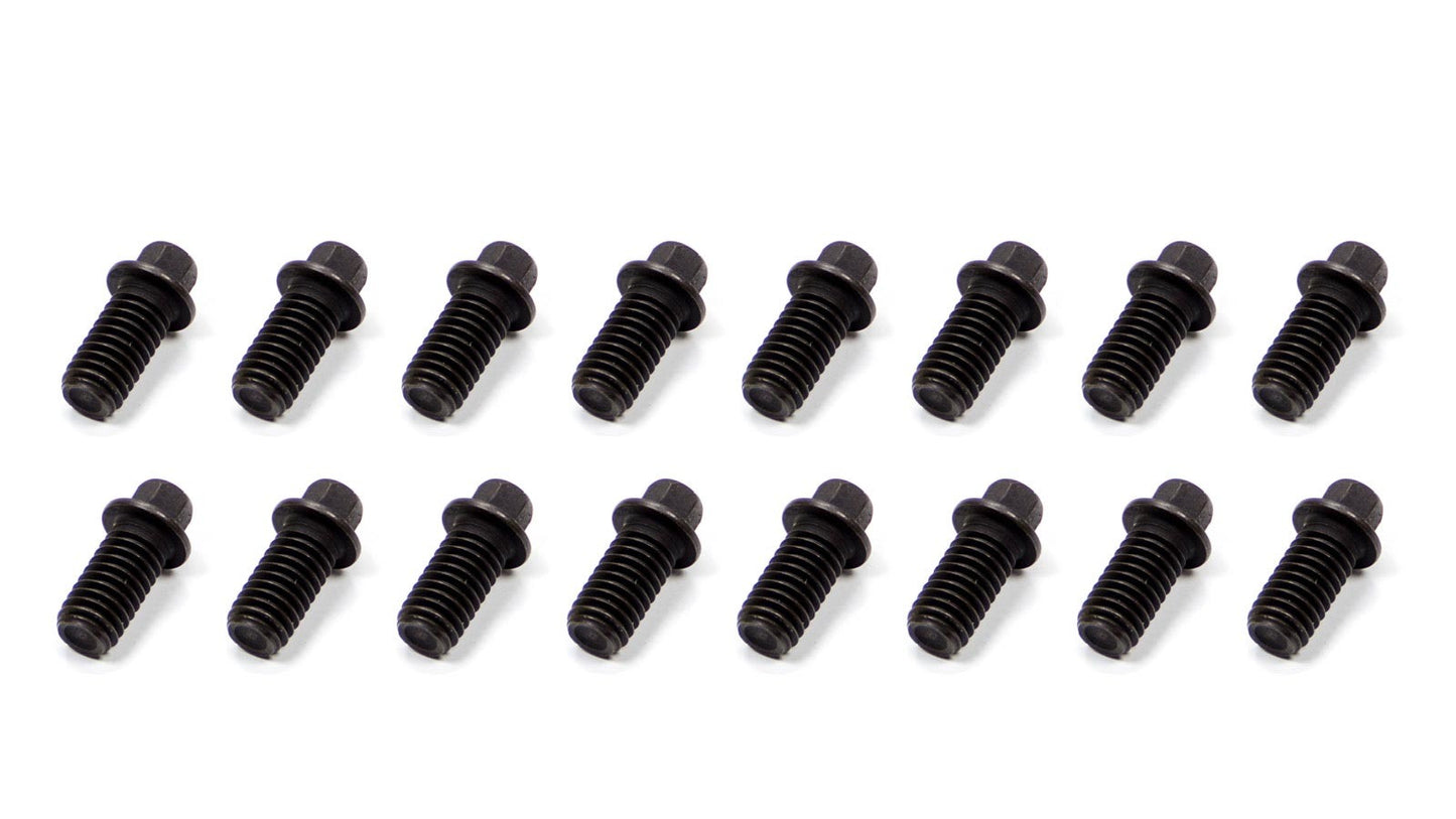 Header Bolt - 3/8-16 in Thread - 0.75 in Long - 5/16 in Hex Head - Steel - Set of 16