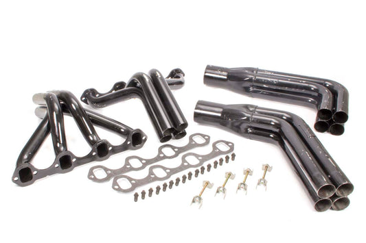 Headers - Crossover - 1.75 in Primary - 3.5 in Collector - Steel - Black Paint - Small Block Ford - Kit