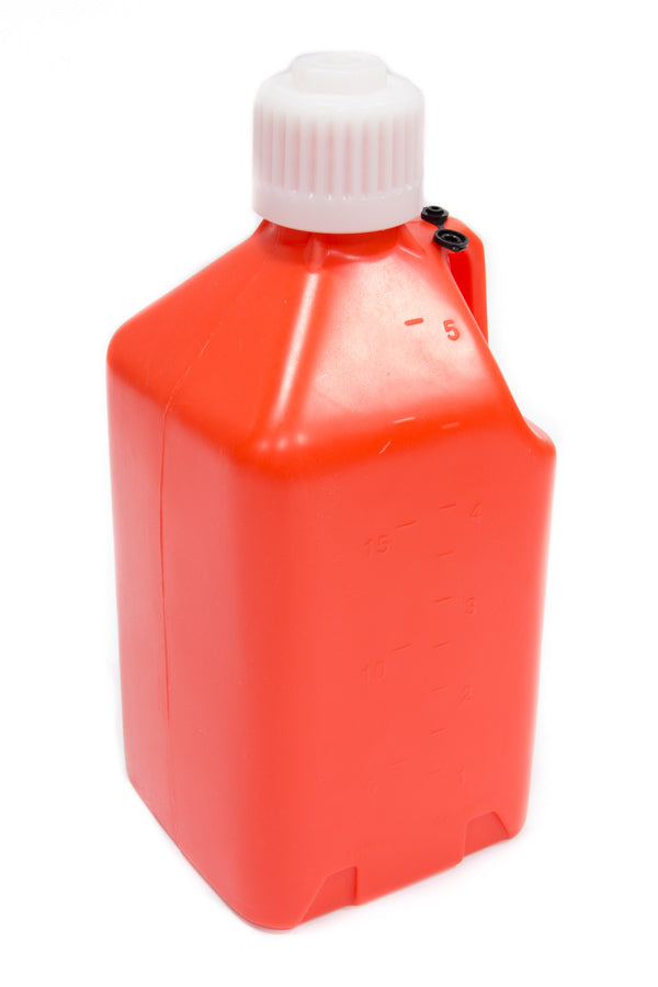 Utility Jug - 5 gal - 9.5 x 9.5 x 21.75 in Tall - Gasket Seal Cap - Flip-Up Vent - Square - Plastic - Orange - Each