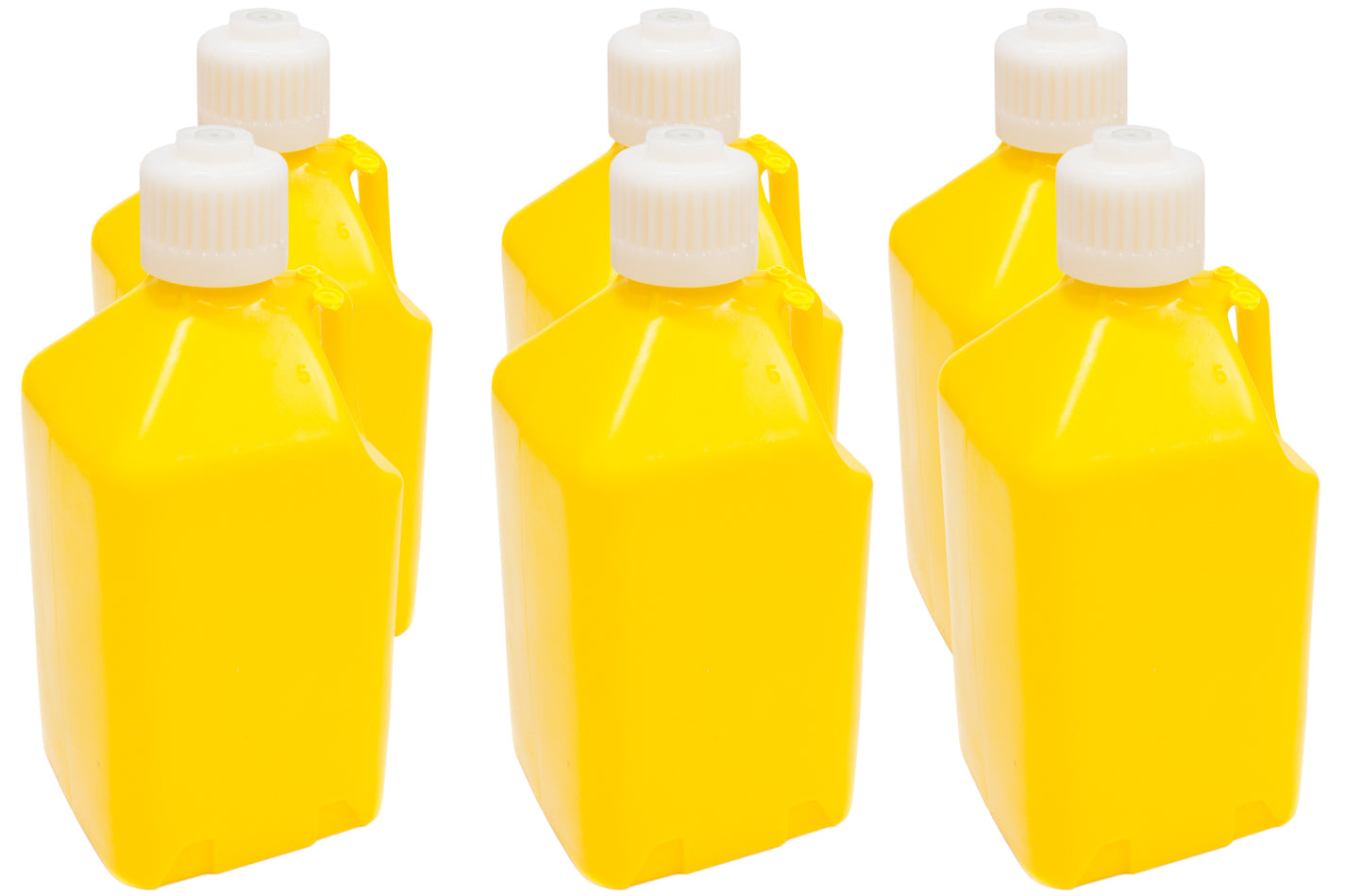 Utility Jug - 5 gal - 9.5 x 9.5 x 21.75 in Tall - Gasket Seal Cap - Flip-Up Vent - Square - Plastic - Yellow - Set of 6