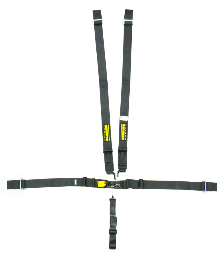 Harness - 5 Point - Latch and Link - SFI 16.1 - Pull Up Adjust - Wrap Around - Individual Harness - Black - Kit