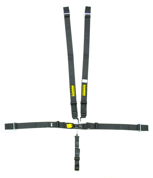 Harness - 5 Point - Latch and Link - SFI 16.1 - Pull Up Adjust - Wrap Around - Individual Harness - Black - Kit