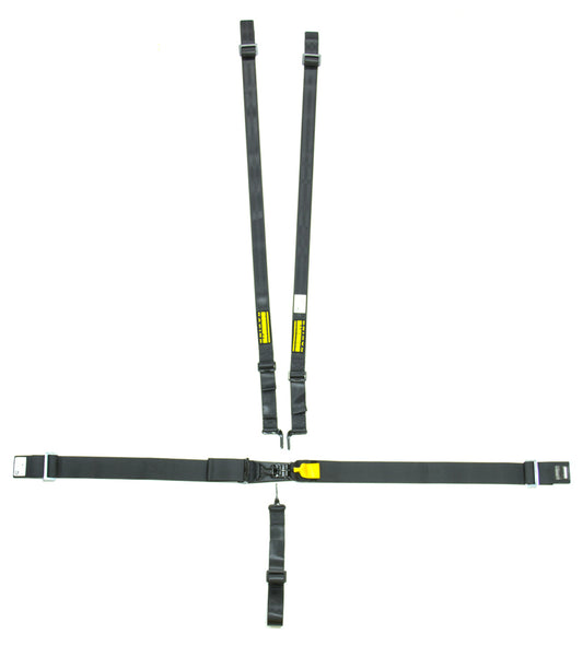 Harness - 5 Point - Latch and Link - SFI 16.1 - Pull Down Left Adjust - Wrap Around - Individual Harness - HANS Ready - Black - Kit