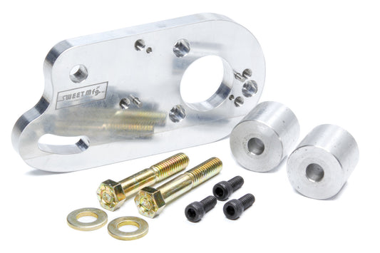 Power Steering Pump Bracket - Bellhousing Mount - Hardware Included - Aluminum - Clear Anodized - Sweet Combination Pumps - Bert / Brinn Bellhousing - Kit