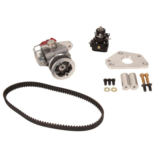 Tandem Pump Kit - Belt Driven - HTD Pulley - 33 Tooth - Belt / Bracket / Fuel Regulator / Hardware - Aluminum - Clear / Red Anodized - Gas / Alcohol - Kit