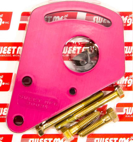 Power Steering Pump Bracket - Driver Side - Block Mount - Billet Aluminum - Red Anodized - Small Block Chevy - Kit