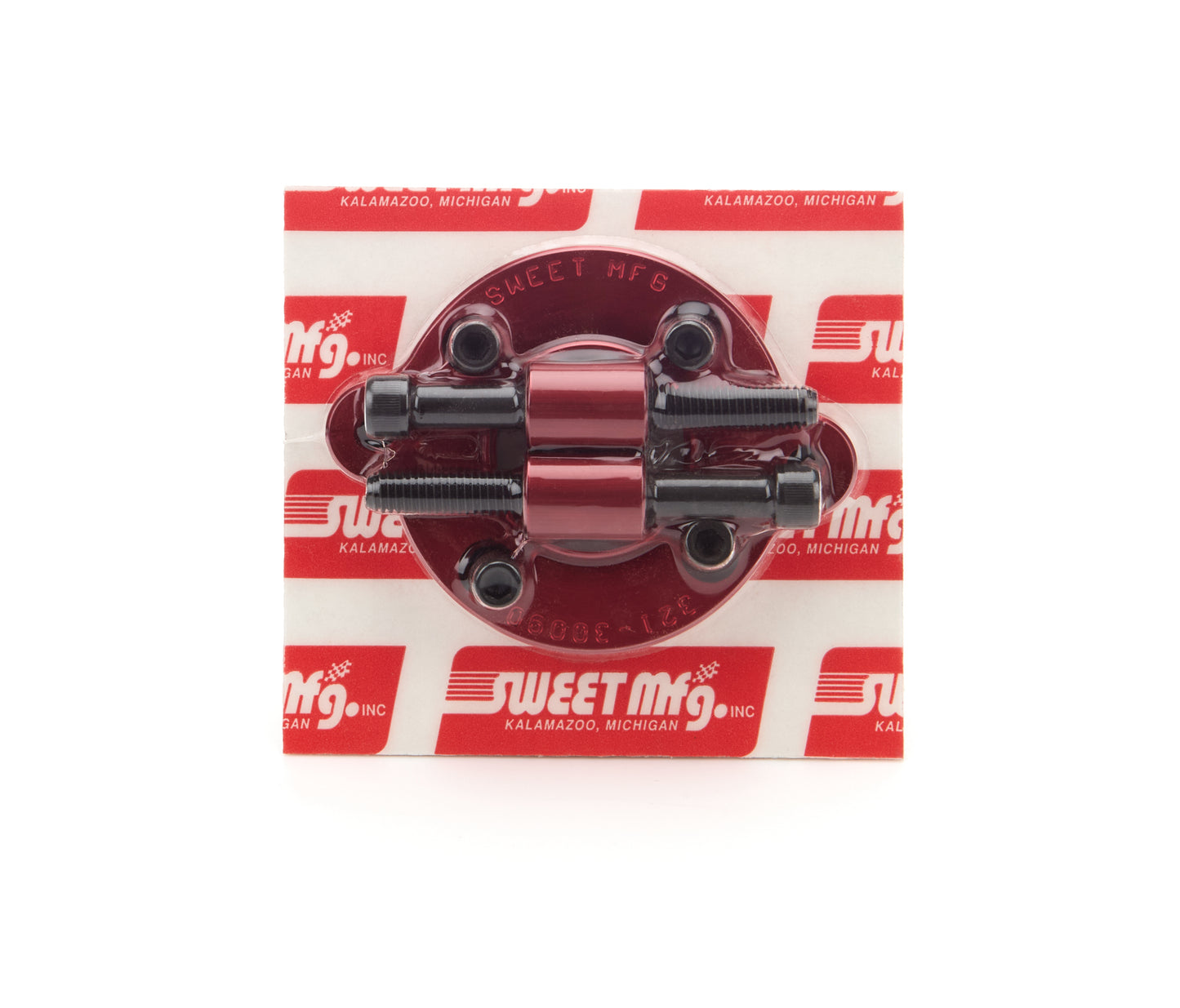 Power Steering Pump Adapter - Aluminum - Red Anodized - Sweet PTO Pump to Peterson R-4 Pump - Kit