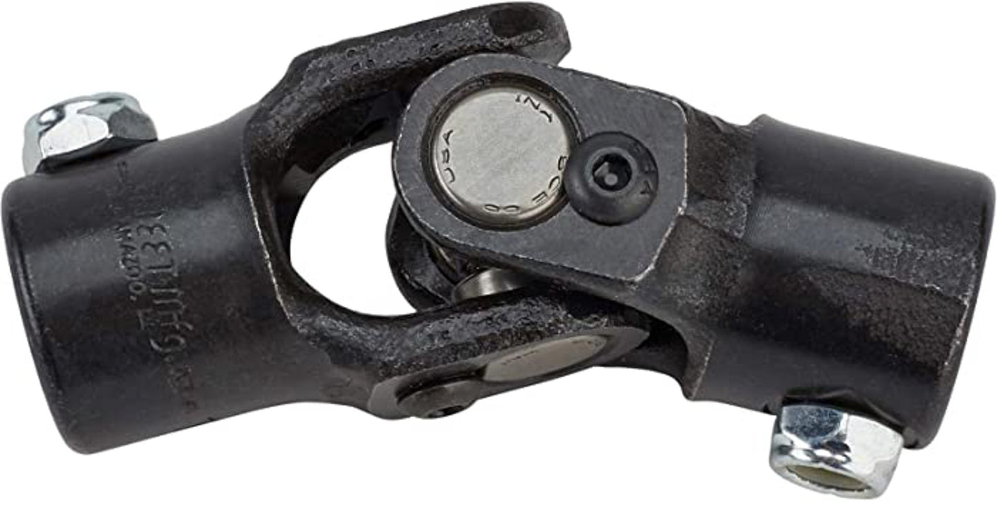 Steering Universal Joint - Single Joint - 3/4 in Double D to 3/4 in 20 Spline - Steel - Black Paint - Each