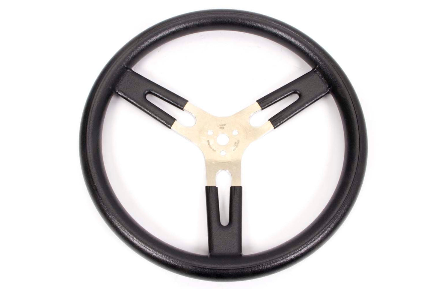 Steering Wheel - 17 in Diameter - Flat - 3-Spoke - Black Rubberized Grip - Aluminum - Natural - Each