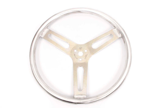 Steering Wheel - 15 in Diameter - Flat - 3-Spoke - Bump Grip - Aluminum - Natural - Each