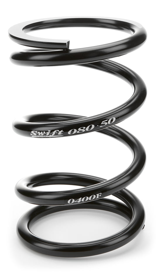 Coil Spring - Conventional - 5 in OD - 8 in Length - 400 lb/in Spring Rate - Front - Steel - Black Powder Coat - Each