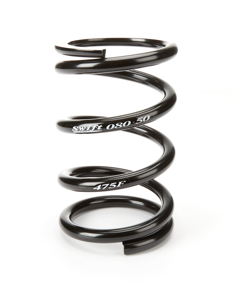 Coil Spring - Conventional - 5 in OD - 8 in Length - 475 lb/in Spring Rate - Front - Steel - Black Powder Coat - Each