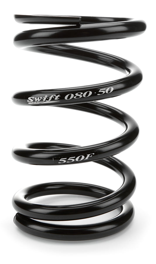 Coil Spring - Conventional - 5 in OD - 8 in Length - 550 lb/in Spring Rate - Front - Steel - Black Powder Coat - Each