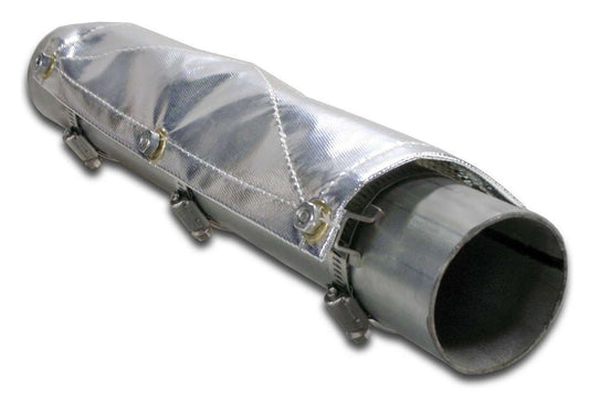 Engine & Accessories Heat Shield - 6 x 12 in - Clamp-On - Aluminized Fiberglass - Silver - Up to 3.5 in Tubing - Kit