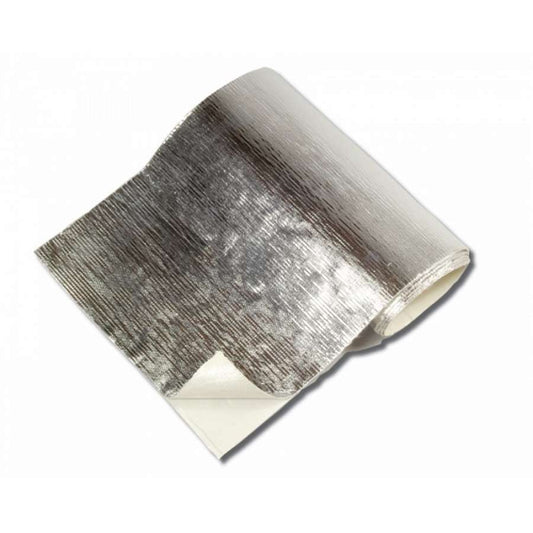 Heat Barrier - 12 x 24 in - Self Adhesive Backing - Aluminized Fiberglass Cloth - Silver - Each