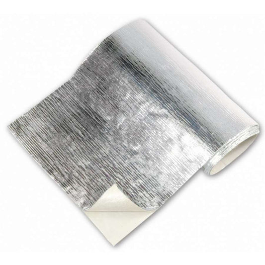 Heat Barrier - 24 x 36 in - Self Adhesive Backing - Aluminized Fiberglass Cloth - Silver - Each