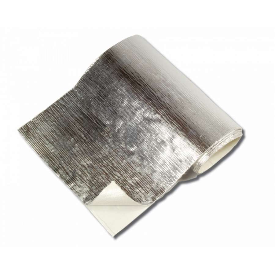 Heat Barrier - 24 x 48 in - Self Adhesive Backing - Aluminized Fiberglass Cloth - Silver - Each