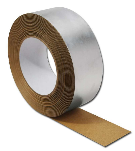 Heat Barrier Tape - Seam Tape - 2 in Wide - 30 ft Roll - Self Adhesive Backing - Aluminized Glass Cloth - Silver - Each