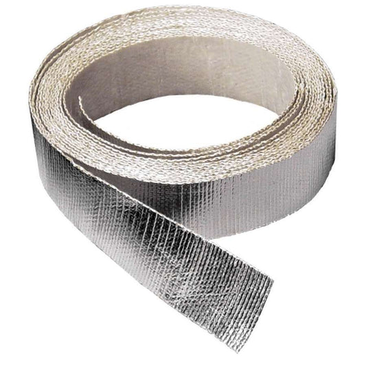 Heat Barrier Tape - Thermo-Shield - 1.5 in Wide - 15 ft Roll - Self Adhesive Backing - Aluminized Glass Cloth - Silver - Each