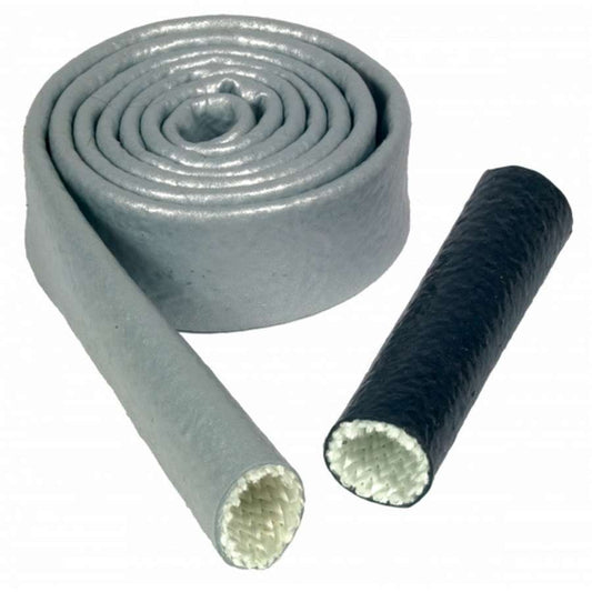 Hose and Wire Sleeve - Heat Sleeve - 1/2 in ID - 10 ft - Silicone / Fiberglass - Black - Each