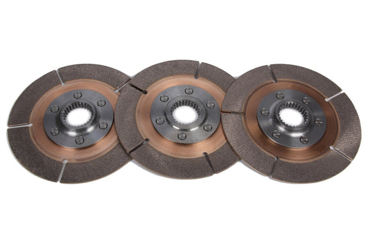 Clutch Disc - Full Circle 6-Rivet - 5.5 in Diameter - 1-5/32 in x 26 Spline - Rigid Hub - Metallic - Tilton Clutches - Set of 3