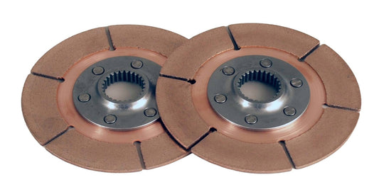 Clutch Disc - Full Circle 6-Rivet - 5.5 in Diameter - 1-5/32 in x 26 Spline - Rigid Hub - Metallic - Tilton Clutches - Pair