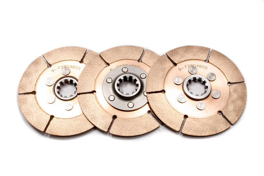 Clutch Disc - Full Circle 6-Rivet - 5.5 in Diameter - 1-1/8 in x 10 Spline - Rigid Hub - Metallic - Tilton Clutches - Set of 3