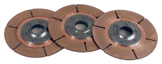 Clutch Disc - Full Circle 6-Rivet - 5.5 in Diameter - 1-5/32 in x 26 Spline - Rigid Hub - Metallic - Tilton Clutches - Set of 3