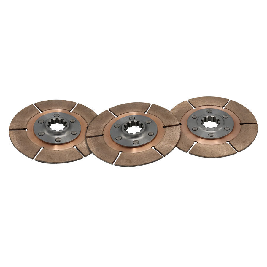 Clutch - Full Circle 6-Rivet - 5.5 in Diameter - 1-1/4 in x 29 Spline - Rigid Hub - Metallic - Tilton Clutches - Set of 3