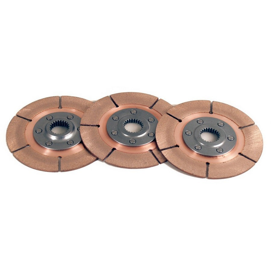 Clutch Disc - Full Circle 6-Rivet - 5.5 in Diameter - 1-5/32 in x 26 Spline - Rigid Hub - Metallic - Tilton Clutches - Set of 3