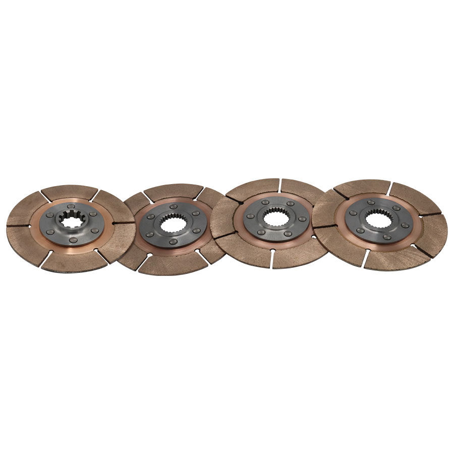 Clutch Disc - Full Circle 6-Rivet - 5.5 in Diameter - 1-5/32 in x 26 Spline - Rigid Hub - Metallic - Tilton Clutches - Set of 4