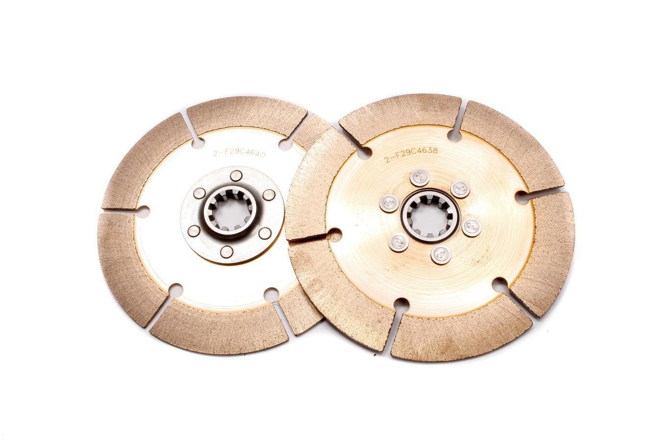 Clutch Disc - Full Circle 6-Rivet - 7.25 in Diameter - 1-1/8 in x 10 Spline - Rigid Hub - Metallic - Tilton Clutches - Pair