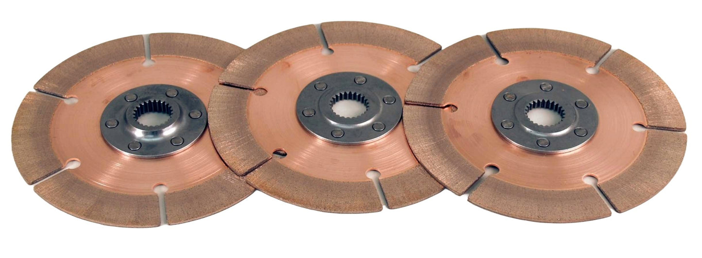 Clutch Disc - Full Circle 6-Rivet - 7.25 in Diameter - 1-1/16 in x 10 Spline - Rigid Hub - Metallic - Tilton Clutches - Set of 3