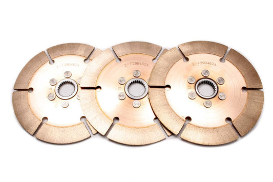 Clutch Disc - Full Circle 6-Rivet - 7.25 in Diameter - 1-5/32 in x 26 Spline - Rigid Hub - Metallic - Tilton Clutches - Set of 3