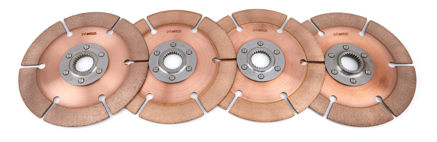 Clutch Disc - Full Circle 6-Rivet - 7.25 in Diameter - 1-5/32 in x 26 Spline - Rigid Hub - Metallic - Tilton Clutches - Set of 4