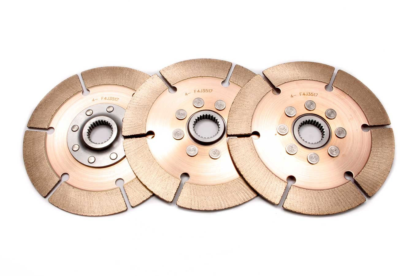 Clutch Disc - Full Circle 8-Rivet - 7.25 in Diameter - 1-5/32 in x 26 Spline - Rigid Hub - Metallic - Tilton Clutches - Set of 3